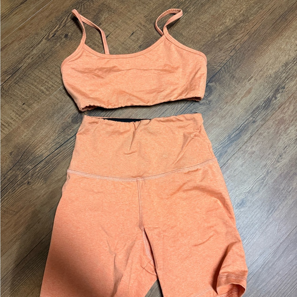 Strut this- Orange Athletic Crop Top and Shorts Set